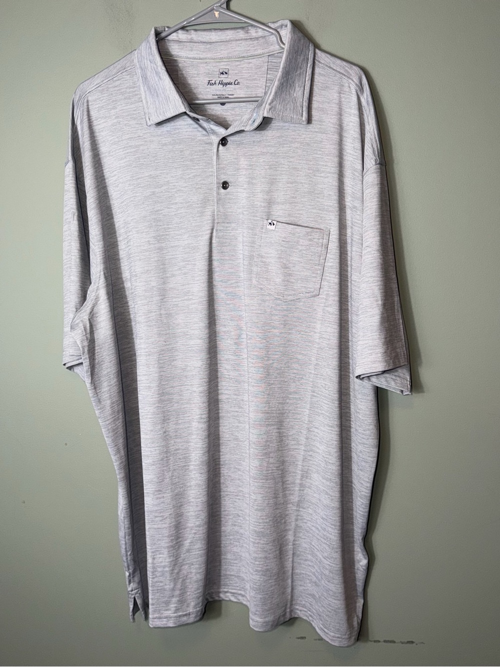 Fish Hippie Co. Men’s performance pocket polo Heather Gray 3XL